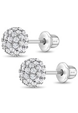 itsy-bitsy silver ball cubic zirconia screw back baby earrings